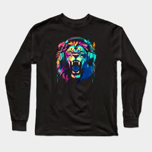 Lion With Headphones #2 Long Sleeve T-Shirt